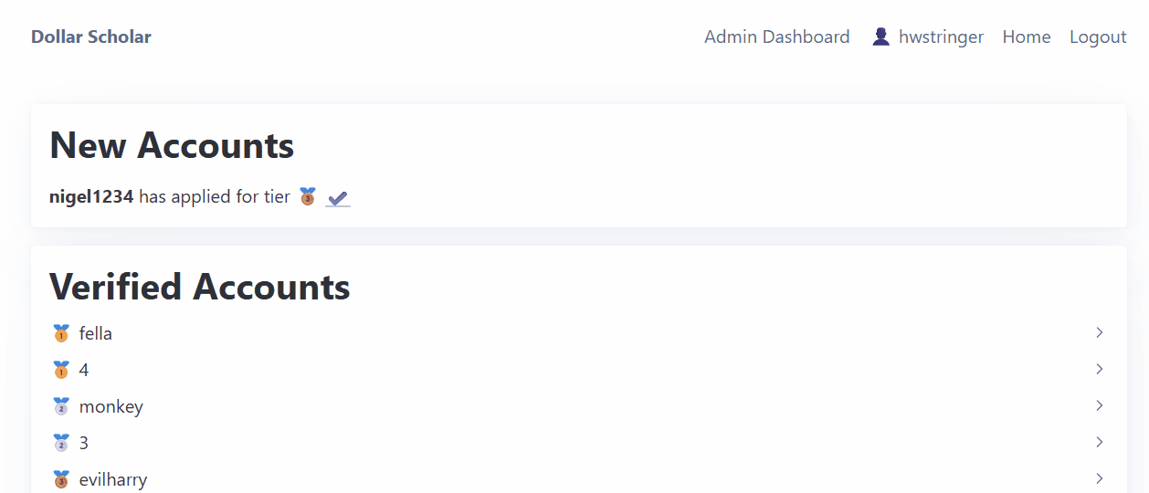 ADMIN CHANGES A USER'S TIER